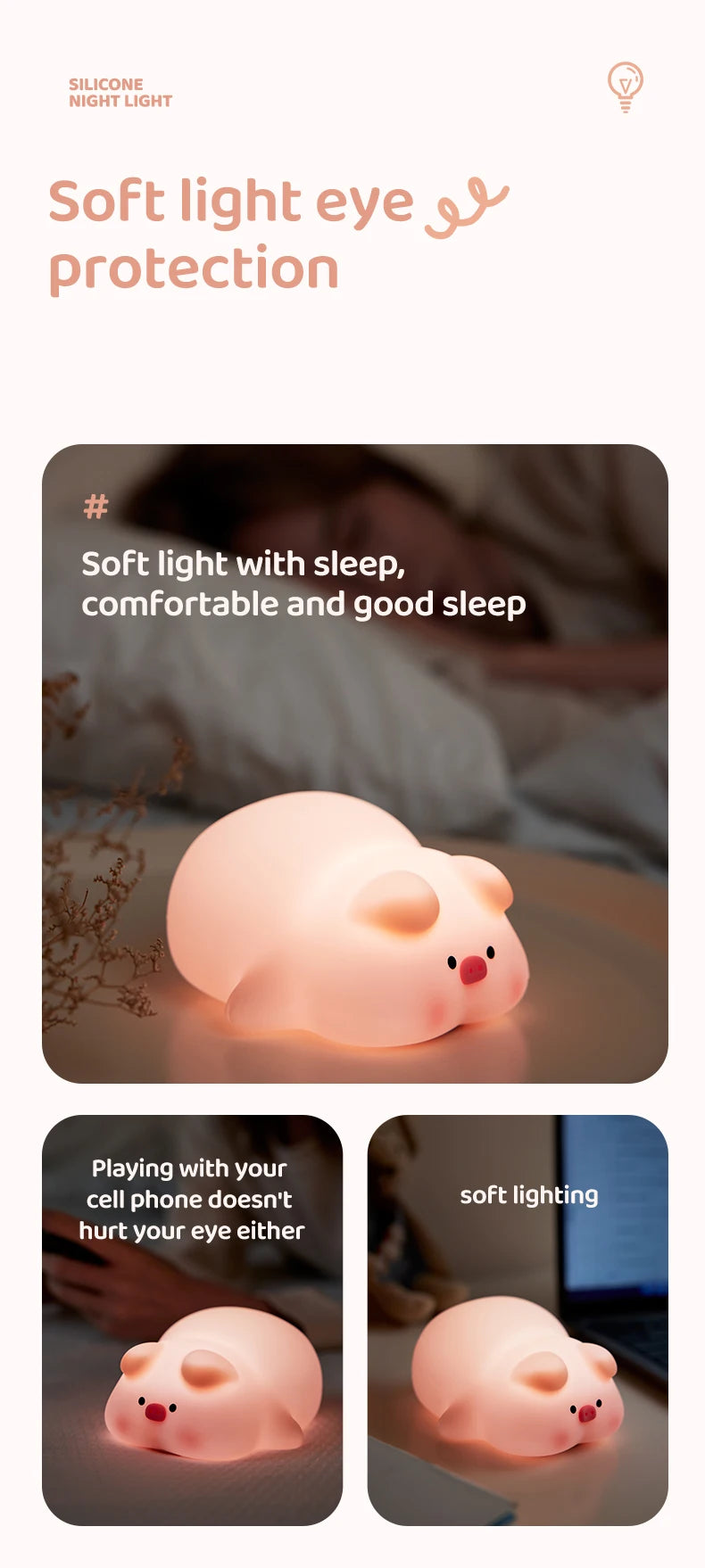 Pink Piggy Night Light